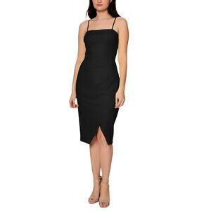 New! Betsey Johnson Women's Square Neck Gathered Asymmetric Hem Mini Dress